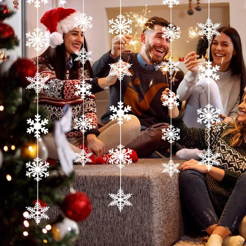 Miniatura 7 de TUPARKA Decoraciones Colgantes de Copos de Nieve de 12 Cuerdas Suministros para Fiestas de Cumpleaños Frozen Decoraciones para Fiestas Winter