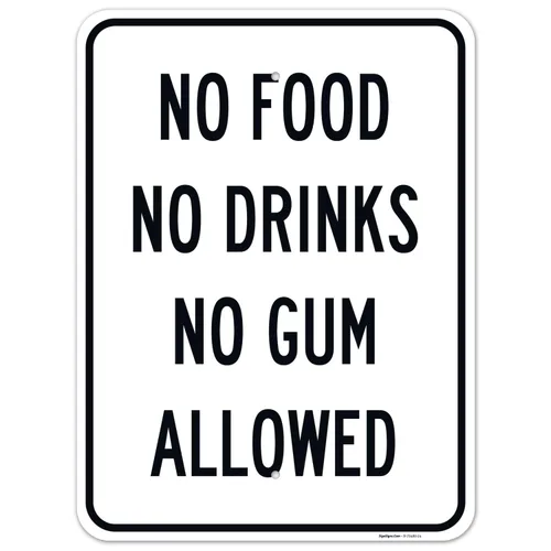 Miniatura 11 de Letrero de No Food No Drinks No Gum Allowed, 10 x 7 pulgadas, libre de óxido, aluminio 040, resistente a la decoloración, fabricado en Estados