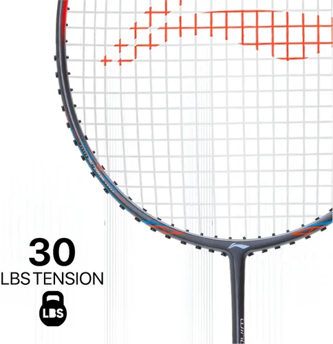 Miniatura 3 de Li-Ning Wind Lite 800 II - Raqueta de bádminton de grafito de carbono con cubierta completa para raqueta (gris oscuro/rojo)