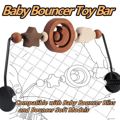 Miniatura 6 de Barra de juguete compatible con Baby Bjorn Bouncer Toy Bar para Baby Bouncer, accesorio de barra de juguete de madera duradera, juguete sensorial