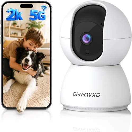 Cámara de seguridad WiFi para interiores de 2.4 y 5GHz, cámara de 2K/3MP para seguridad del hogar, cámara para mascotas con panorámica/inclinación