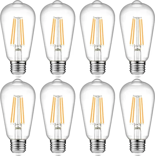 Ascher - Bombillas LED Edison vintage, 6 W, equivalente a 60 W, no regulables, blanco cálido 2700 K, bombillas de filamento LED antiguas ST58 con