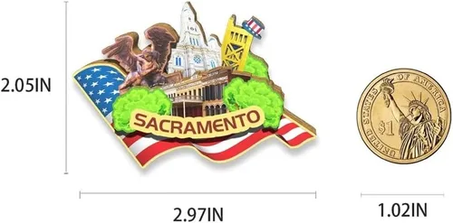 Miniatura 3 de Imán de Sacramento de los E.E.U.U. Imán del refrigerador de madera 3D hitos de viaje coleccionable recuerdos decoración hecho a mano 2