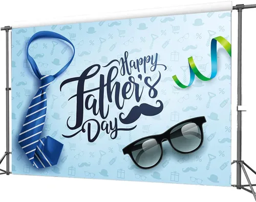 Miniatura 2 de Corbata y gafas de fondo para el Día del Padre, 7 x 5 pies, fondo azul, Día del Padre, familia, graduación, Día del Padre, suministros de decoración