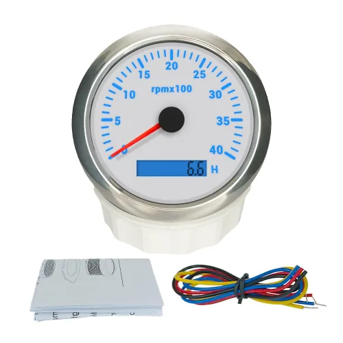 Miniatura 18 de ELING Tacómetro de motor de 3.346 in, medidor de rpm, calibre 0-7000 RPM para automóvil, barco, camión, con medidor de horas LCD, retroiluminación