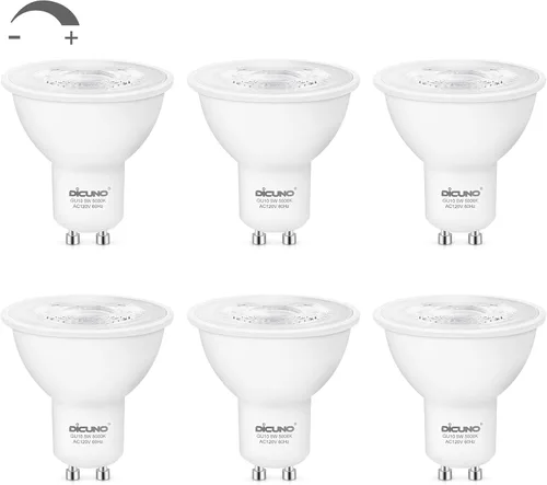 Miniatura 10 de DiCUNO Bombilla LED GU10 regulable, equivalente a 40 W, blanco cálido 2700 K, 450 LM, MR16 GU10 LED para foco, iluminación de pista, bombilla de 5 W