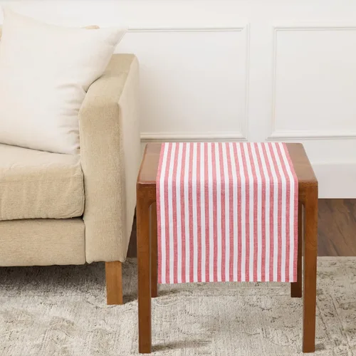 Solino Home Camino de mesa de lino de 36 pulgadas, Amalfi Stripe 100% lino puro, camino de mesa de granja rojo y blanco, de 14 x 36 pulgadas, ideal