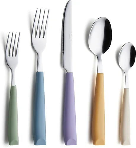 Miniatura 10 de Annova WF232 - Juego de cubiertos de acero inoxidable con asas de colores cómodos de sostener, 4 tenedores de cena, 4 cuchillos, 4 cucharas de cena
