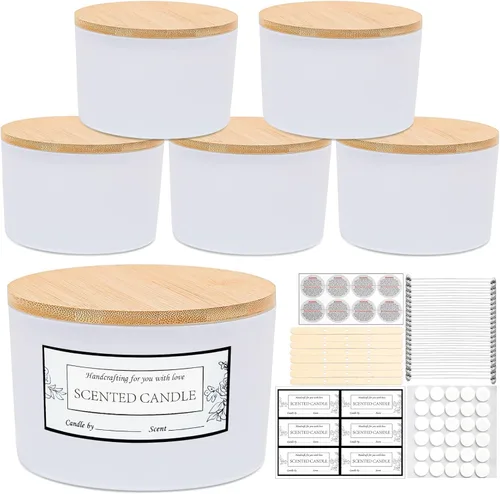 Miniatura 14 de CONNOO Frascos de Vela de Vidrio Esmerilado de 24 oz, Paquete de 6, Recipientes de Vela Vacíos a Granel de Boca Ancha para Múltiples Mechas
