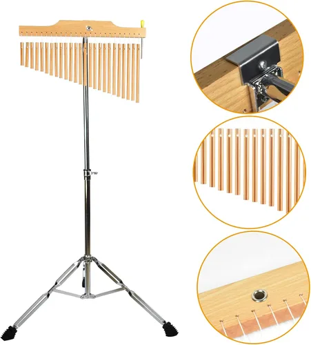 Miniatura 5 de TNZMART Campanillas de viento de una fila con soporte de trípode de 25 tonos y 36 tonos, con altura ajustable, campana de instrumentos de percusión