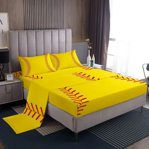 Miniatura 13 de Feelyou Juego de sábanas de béisbol para niños, juego de sábanas con temática deportiva de pelota, tamaño individual, para niños, adolescentes