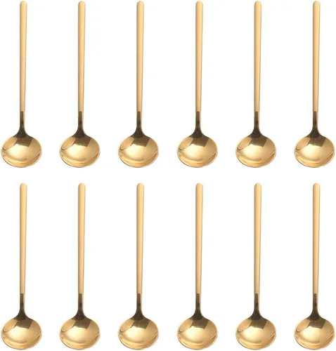 Miniatura 13 de 6 cucharas de café negras, cucharas de café espresso de acero inoxidable 18/8, mini cuchara de té Vogue de 5.2 pulgadas, cuchara pequeña agitadora