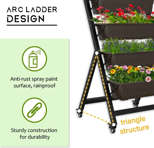 Miniatura 3 de G TALECO GEAR Jardinera Vertical de Jardín, Caja de Jardinera de Cama de Jardín Elevada Vertical con 5 Cajas Contenedoras, Cultiva tus Hierbas