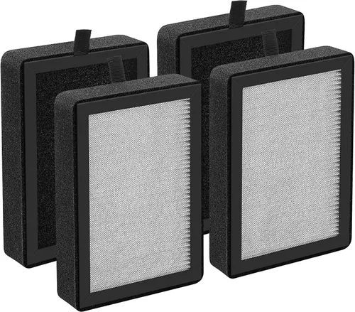 Paquete de 4 filtros de repuesto LV-H128 compatibles con purificadores de aire LEVOIT LV-H128 / PUURVSAS (HM669A) / ROVACS (RV60), capa media, capa