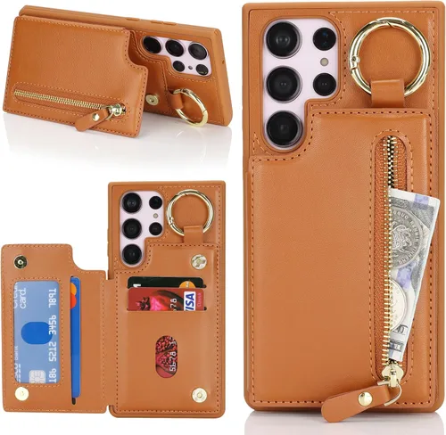 Miniatura 8 de Havaya Funda para Samsung Galaxy S22 Ultra con tarjetero con llavero y soporte de anillo con diseño floral para teléfono, ranuras para tarjetas