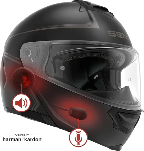 Miniatura 2 de Sena Impulse DOT Casco de motocicleta modular con Bluetooth abatible con sonido de Harman Kardon, casco con visor doble con intercomunicador