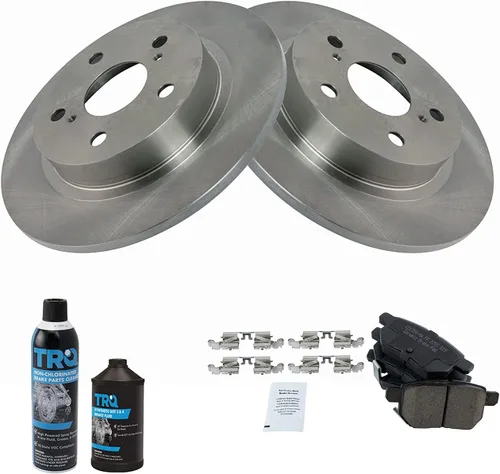 Miniatura 2 de TRQ Kit de pastillas de freno trasero y rotor, kit químico de freno, pastillas de freno Rotor de freno de cerámica compatible con Scion tC 2011-2016