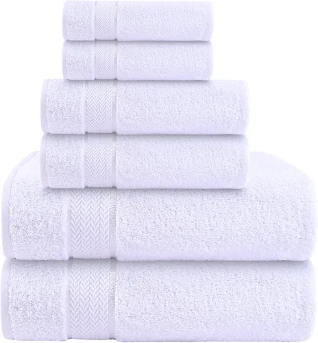 Miniatura 15 de Juego de toallas de baño - 100% algodón - 2 toallas de baño, 2 toallas de mano y 2 paños - Grandes, secado rápido, absorbentes, suaves, lujosas