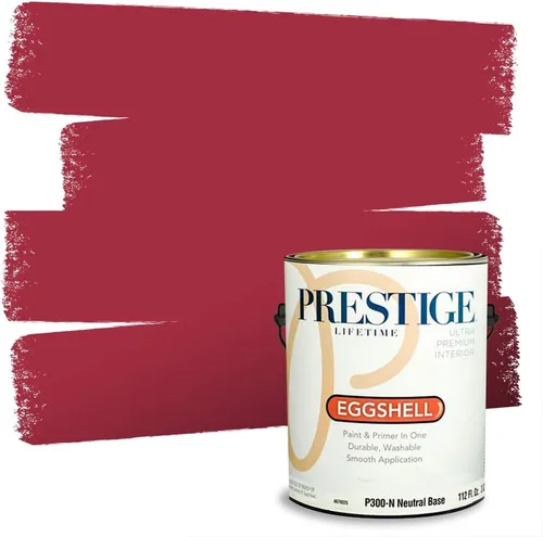 Miniatura 52 de Prestige Paints E100-T-SW6591 Pintura exterior e imprimación en uno, 1 galón, plano, combinación comparable de Sherwin Williams Amaryllis, 1 galón