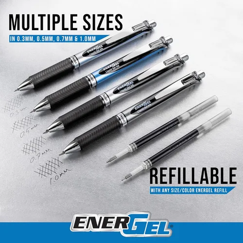 Miniatura 3 de Pentel EnerGel RTX - Bolígrafo retráctil de gel líquido, 0.5 mm, línea fina, punta de aguja, tinta violeta, paquete de 3 (BLN75BP3V)