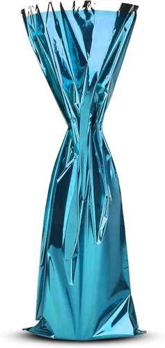 MT Products Bolsas de regalo de vino Mylar metalizadas azules de 6.5 x 18 pulgadas, ideales para tirar de vino, paquete de 25