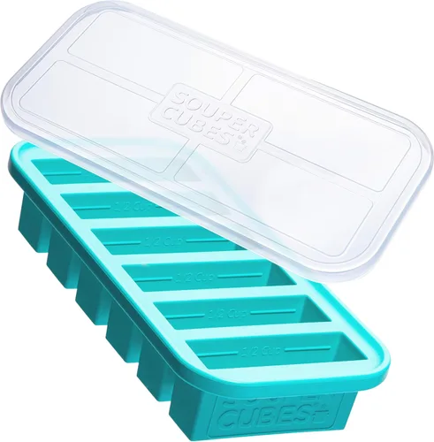 Souper Cubes - Molde de silicona para congelador de 1/2 taza, perfecto para almacenar sopas, salsas, jugos, postres, preparación de batidos y más,