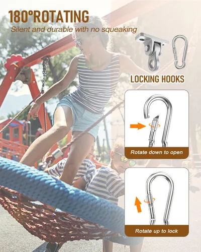 Miniatura 6 de Kit de perchas para columpios de porche resistentes, con tornillos para juegos de madera, patio, asiento de yoga, interiores y exteriores