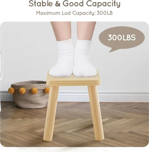 Miniatura 4 de Beright Taburete de madera para niños, taburete para niños con mesa sensorial, taburete resistente con cuatro patas ensambladas, para niños, niños