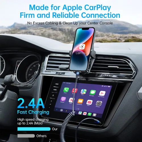 Miniatura 2 de Cable de carga para iPhone para automóvil de 3 pies, paquete de 2 cables Lightning enrollados, [certificado Apple MFi] cable de carga retráctil