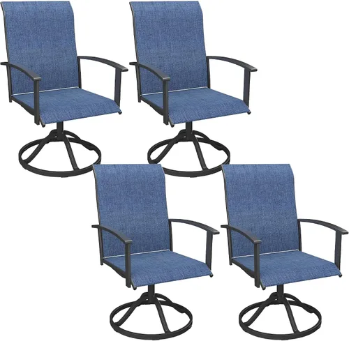 Miniatura 35 de VICLLAX Juego de 2 sillas de comedor giratorias para patio, sillas de exterior de tela de malla de textileno acolchada con reposabrazos para porche
