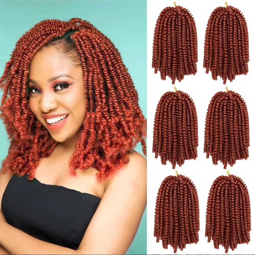 Miniatura 63 de Paquete de 2 cabello para trenzas en espiral de 8 pulgadas, cabello Spring Twist para rastas falsas, rastas de mariposa, cabello para trenzas, fibra