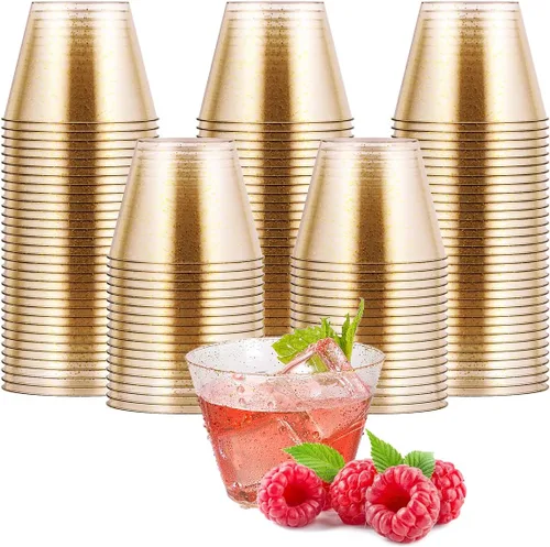 Miniatura 8 de JOLLY CHEF Paquete de 200 vasos de plástico desechables transparentes de 10 onzas, vasos de plástico transparente resistentes para bodas, Acción