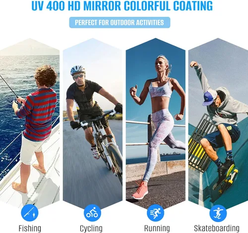 Miniatura 6 de Gafas de ciclismo para mujeres y hombres jóvenes, lentes de sol de béisbol UV400, ideales para senderismo, correr, pesca, esquí