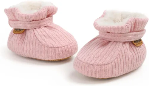 Miniatura 29 de Botines de forro polar para bebés, niños y niñas, pantuflas antideslizantes con agarre suave, zapatos de calcetín para recién nacidos, cuna