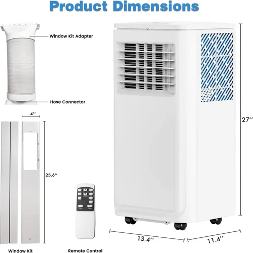 Miniatura 7 de OFIKA Aire acondicionado portátil para interiores de 8000 BTU, unidad de CA portátil para habitaciones de hasta 350 pies cuadrados, aire