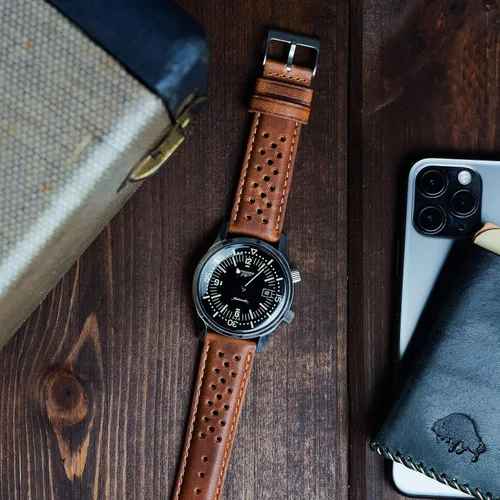 Miniatura 2 de Barton Racing & Rally Horween - Correas de cuero con barras de resorte de liberación rápida integradas, longitud estándar para muñecas de 5 a 8 a