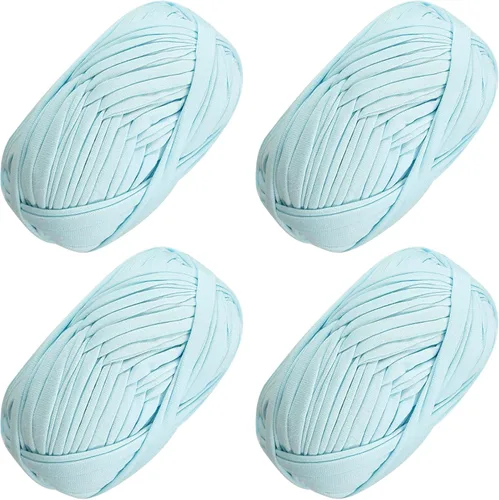 Miniatura 32 de 2 piezas de tela elástica para camisetas, hilo de crochet para tejer DIY, hilo de punto grueso tipo espagueti para proyectos de bolsos, mantas