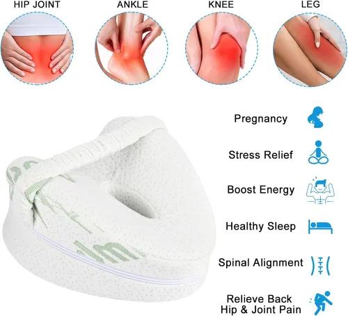 Miniatura 3 de Almohada de rodilla para personas que duermen de lado, almohada de contorno en forma de corazón con soporte de alineación de columna vertebral
