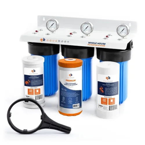Miniatura 11 de Aquaboon Sistema de filtro de agua de 2 etapas para toda la casa con 5 micrones, 10 x 4.5, antiincrustación, purificación de agua de sedimentos