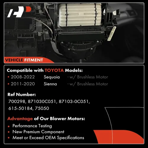 Miniatura 3 de A-Premium HVAC - Ventilador del calentador del motor con motor sin escobillas Compatible con vehículos Toyota - Sequoia 2008-2022, Sienna 2011-2020