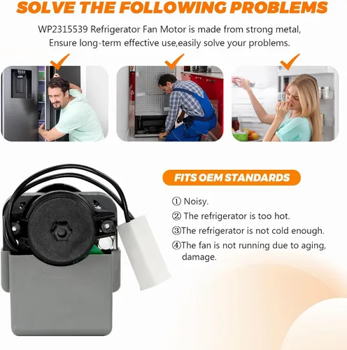 Miniatura 4 de 2315539 WP2315539 Motor de ventilador evaporador de refrigerador de Blutoget - Compatible con refrigerador Whirlpool Ken-More - Reemplaza WP2315539