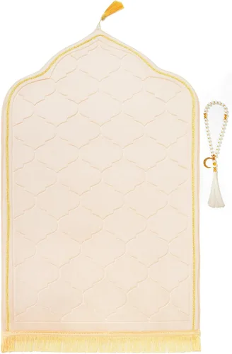 Alfombra de oración musulmana con cuentas de oración Tasbih, espuma viscoelástica suave para oración islámica, tapete de oración islámica acolchado