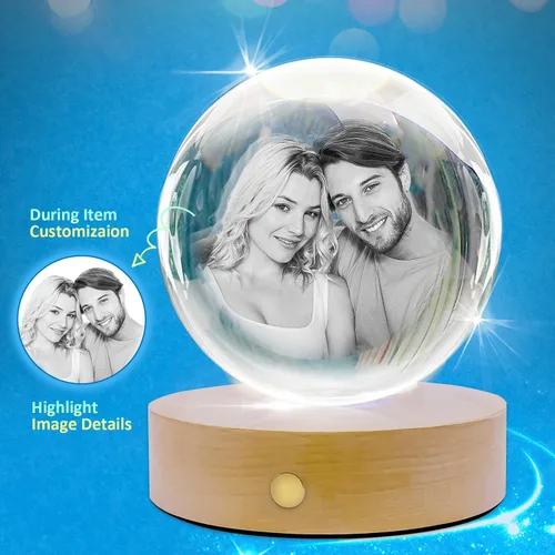 Miniatura 2 de Foto de cristal 3D personalizada, marco de cristal grabado con láser personalizado con imagen, gran regalo de aniversario, cumpleaños, Navidad