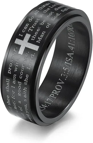 Versículos bíblicos inspiradores giratorios cristiano Jesucristo Señor oración alivio del estrés spinner fidget anillos de banda para hombres y
