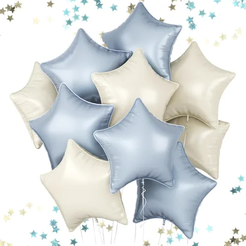 Miniatura 22 de Globos de estrellas rojas, azules y negras, globo de papel de aluminio de 18 pulgadas para helio, paquete de 10 globos rojos y azules, globo de Negro