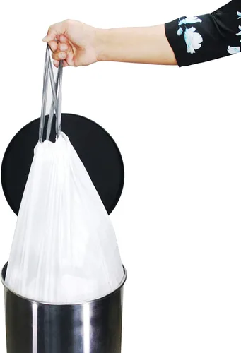 Miniatura 5 de Bolsas de basura blancas de plástico duraderas de ajuste personalizado compatibles con Simplehuman Code P con cordón, botes de basura de 13 a 16