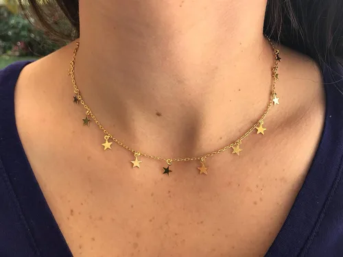 Miniatura 5 de YANCHUN - Collar con estilo de gargantilla de estrella dorada para mujer, collar de capa delicada para adolescentes y niñas, regalo ideal