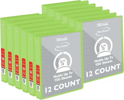 Miniatura 11 de BAZIC Products Carpeta organizadora de 3 anillas de 1/2 pulgada con vista económica, color negro, anillo redondo, capacidad para 100 hojas de papel