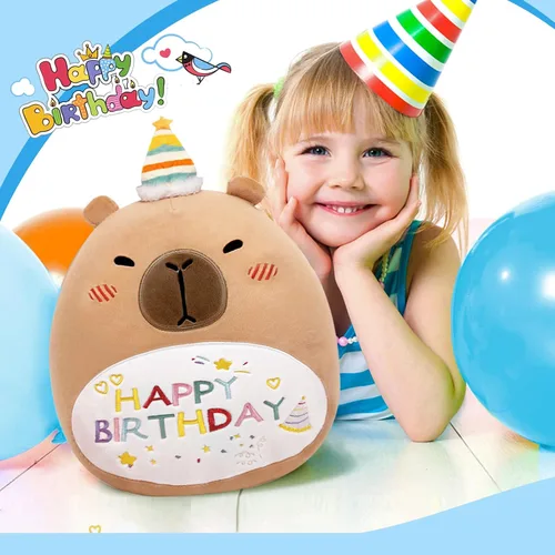 Miniatura 6 de Capybara - Almohada de peluche de cumpleaños de 14 pulgadas, bonita almohada de feliz cumpleaños Capybara, regalos para niños y niñas
