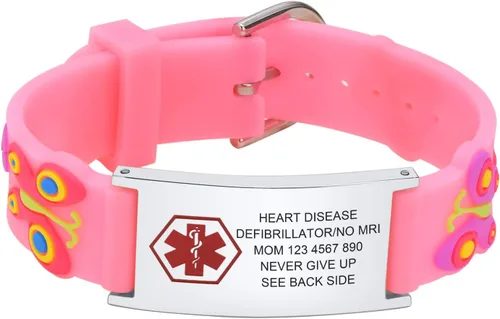 Miniatura 33 de Pulsera de Identificación Médica Personalizada para Niños - Pulsera de Identificación de Silicona Linda para Autismo Alergia Convulsiones